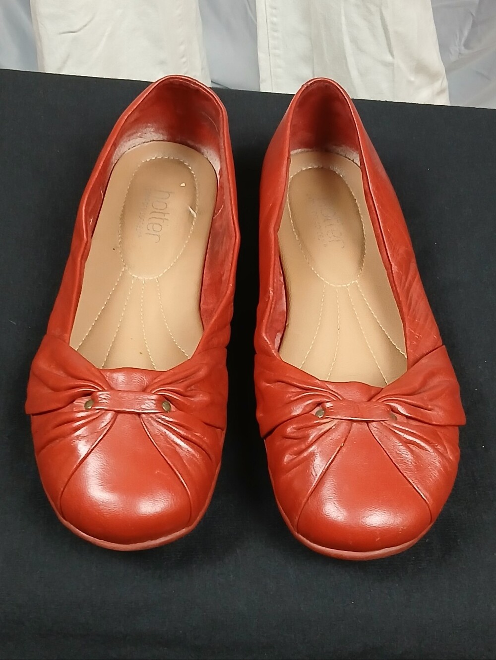 Hotter Womens Appledore Comfort Concept Red Leather Flats 9